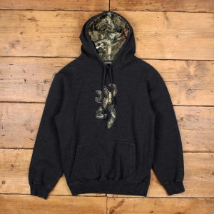 Browning Hoodie Sweatshirt M Mens Deer Logo Outdoor Camo Realtree Grey image 1