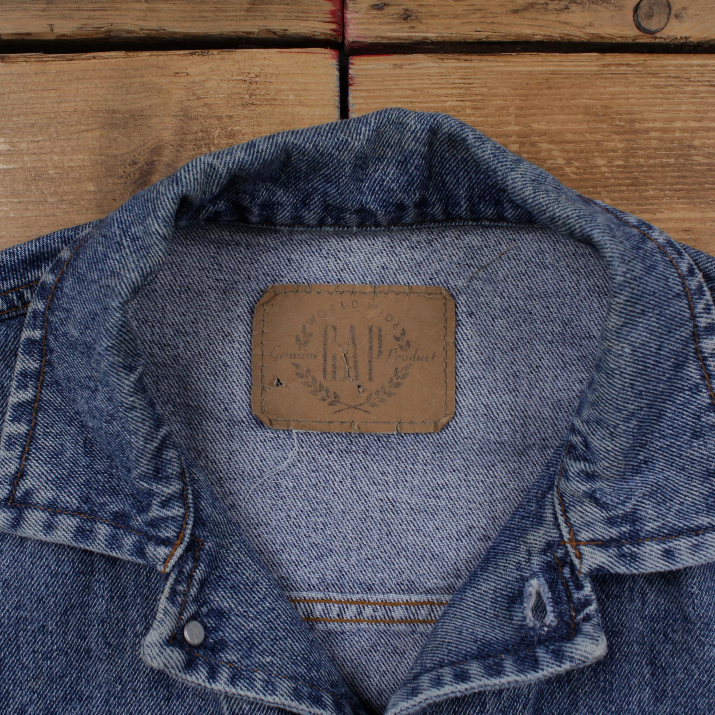 Vintage GAP Denim Jacket M Mens 00s Blue Trucker Button Front 