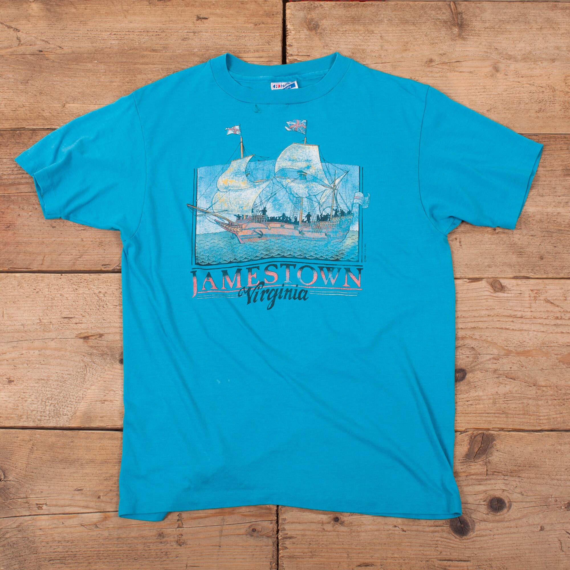 Image of Men's Vintage 80S Jamestown Graphic Single Stitch Thin T-Shirt M 38" R17553