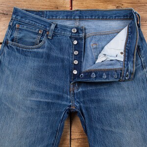 Jeans Levis 501 vintage 34 x 36 Stonewash Straight Blue Red Tab Denim immagine 4