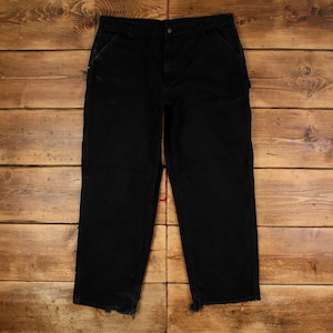 Vintage Carhartt Carpenter Pants Trousers 40x30 Mens Straight Black Cotton