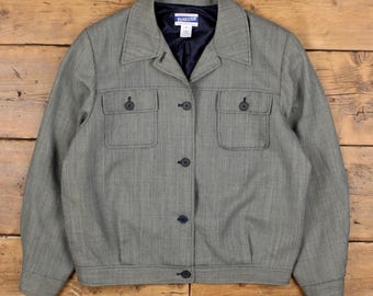 Kurtka wełniana Vintage Pendleton 12 damska z lat 00. w kolorze szarym, w kratkę