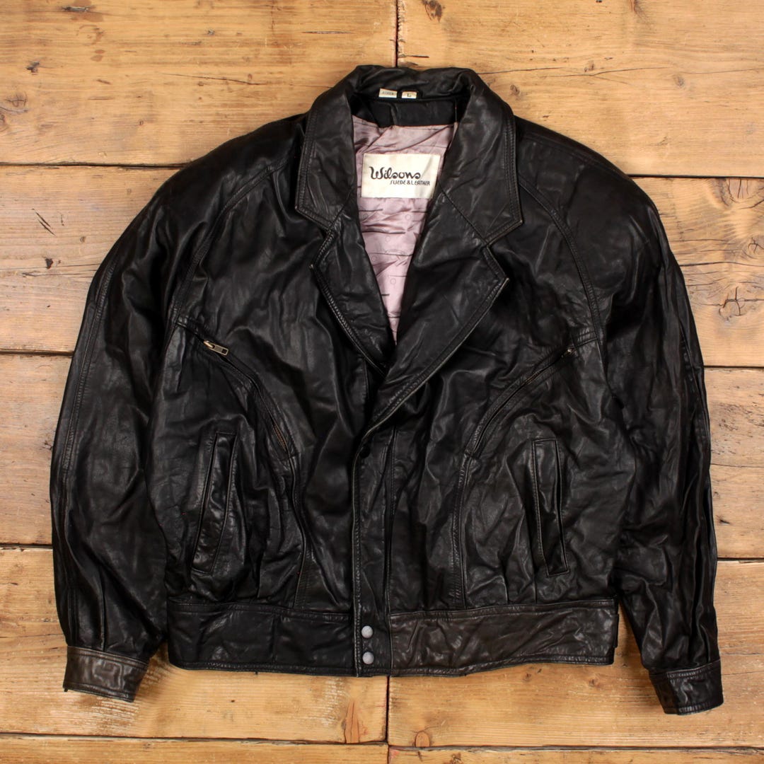 Vintage Wilsons Leather Jacket L 90s Bomber Black - Etsy