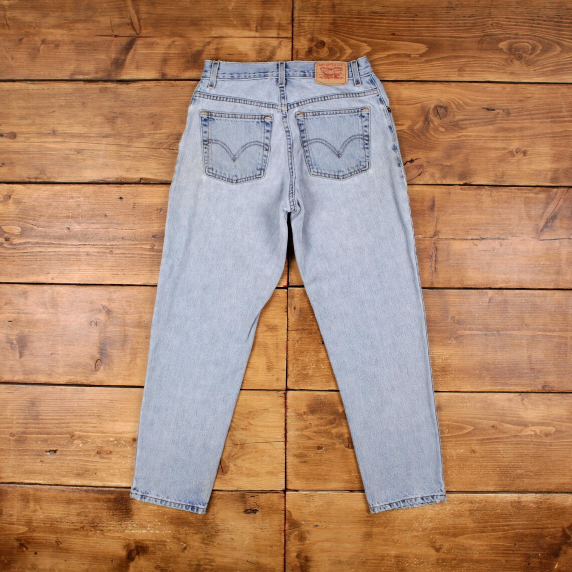 Vintage Levis Jeans 29 x 29 Stonewash Straight Blue Womens Red Tab Denim, foto 2 di 5