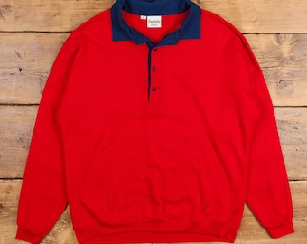 Vintage King Louie Polo Sweatshirt XL jaren '80 USA Made Creation Collared 1/4 Zip