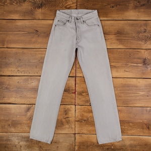 Vintage Levis 501 Jeans 25 x 31 90s Light Wash Straight Grey Red Tab Denim