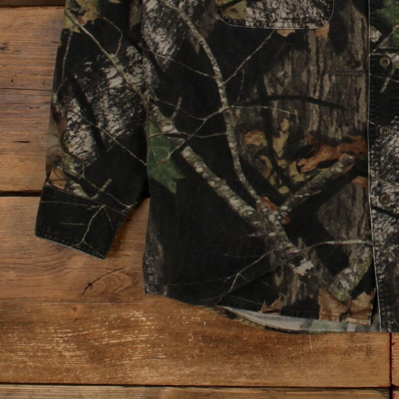 Vintage Mossy Oak Real Tree Shirt Button M Mens Long Sleeve Green Camouflage image 6