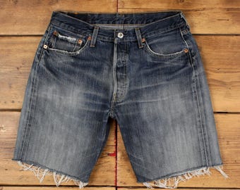 Vintage Levi's Denim Shorts 31 Levis 501 Raw Hem Jorts Medium Wash Hot Pants