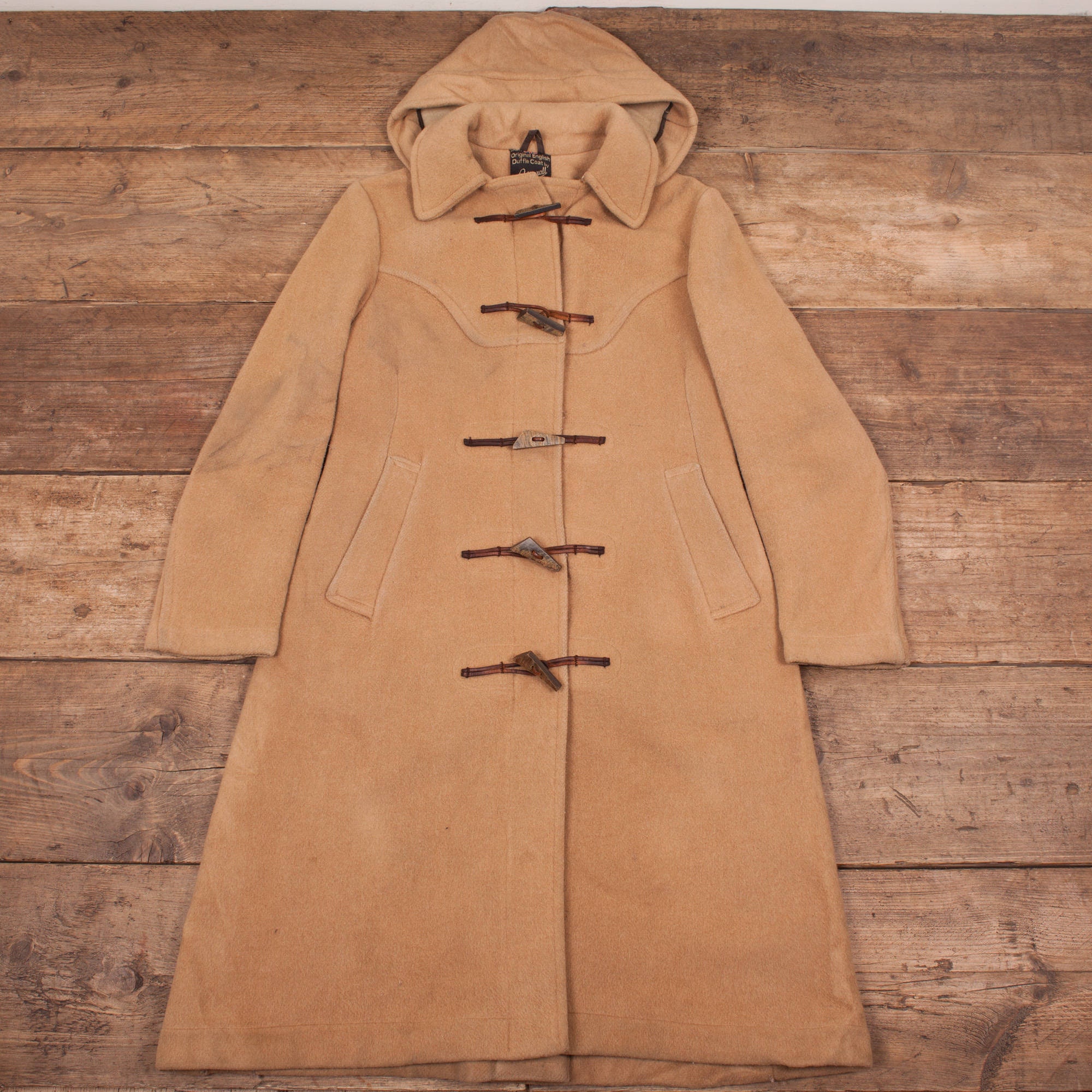 Image of Womens Vintage Gloverall S Beige Camel Wool Duffle Coat Jacket Large  R