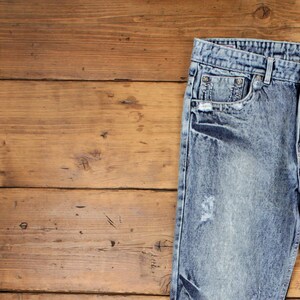 True Religion Y2k Jeans 34x32 Blue Straight Faded Distressed Acid Wash Denim image 6