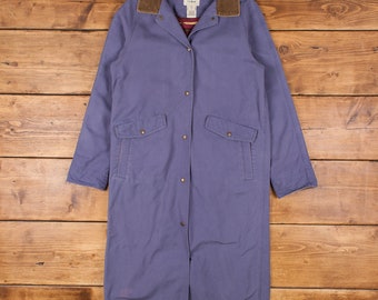 Vintage L.L.Bean Workwear Jacket S Barn Coat Long Chore Blue Womens Snap