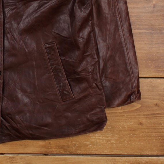 Vintage Eddie Bauer Leather Jacket L 90s Car Coat Brown Womens