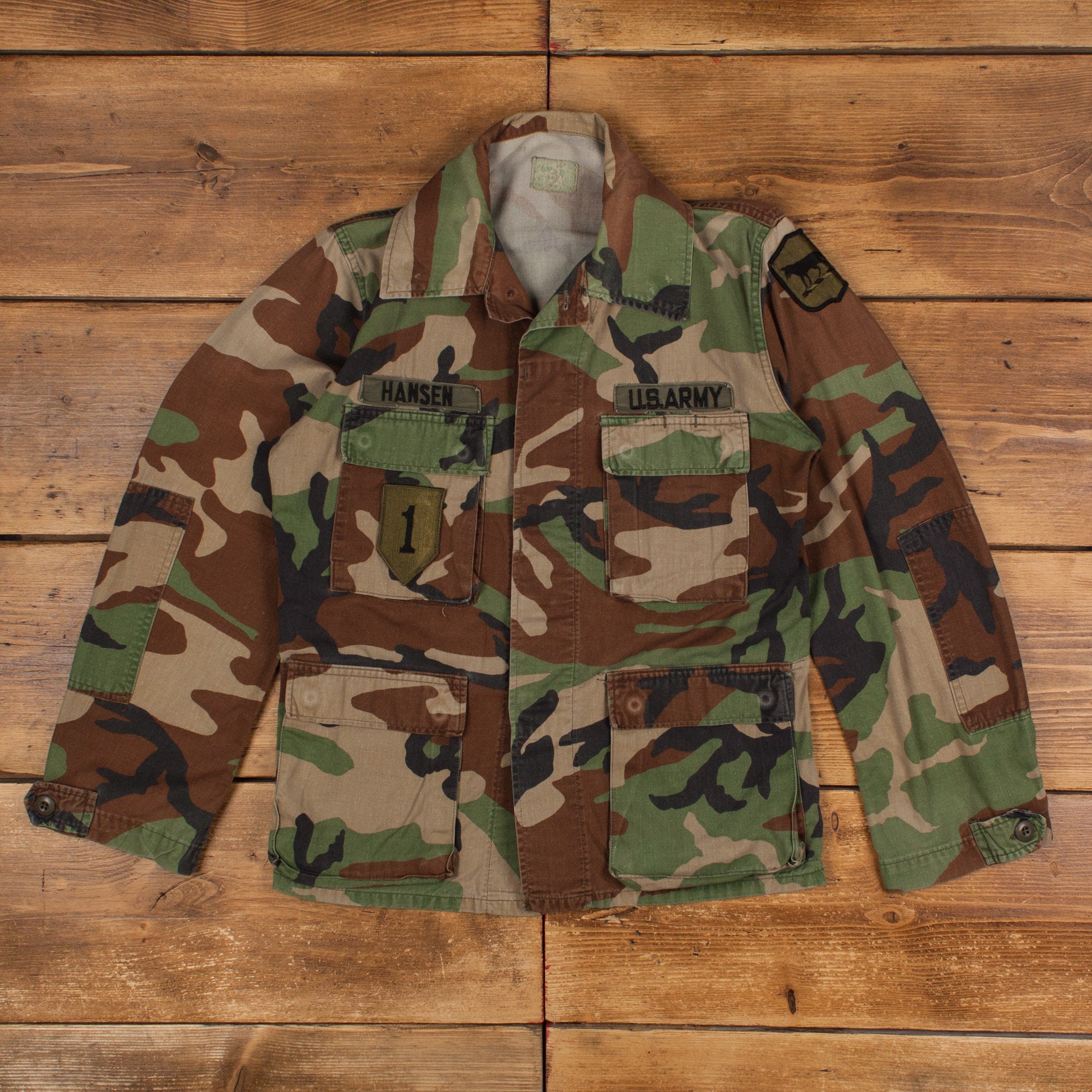 Vintage Military Jacket M US Army Field Woodland Camouflage