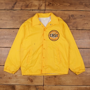 Vintage Coach Jacket M Mens 80s Yellow USA Made Nylon Lined Windbreaker Workwear
