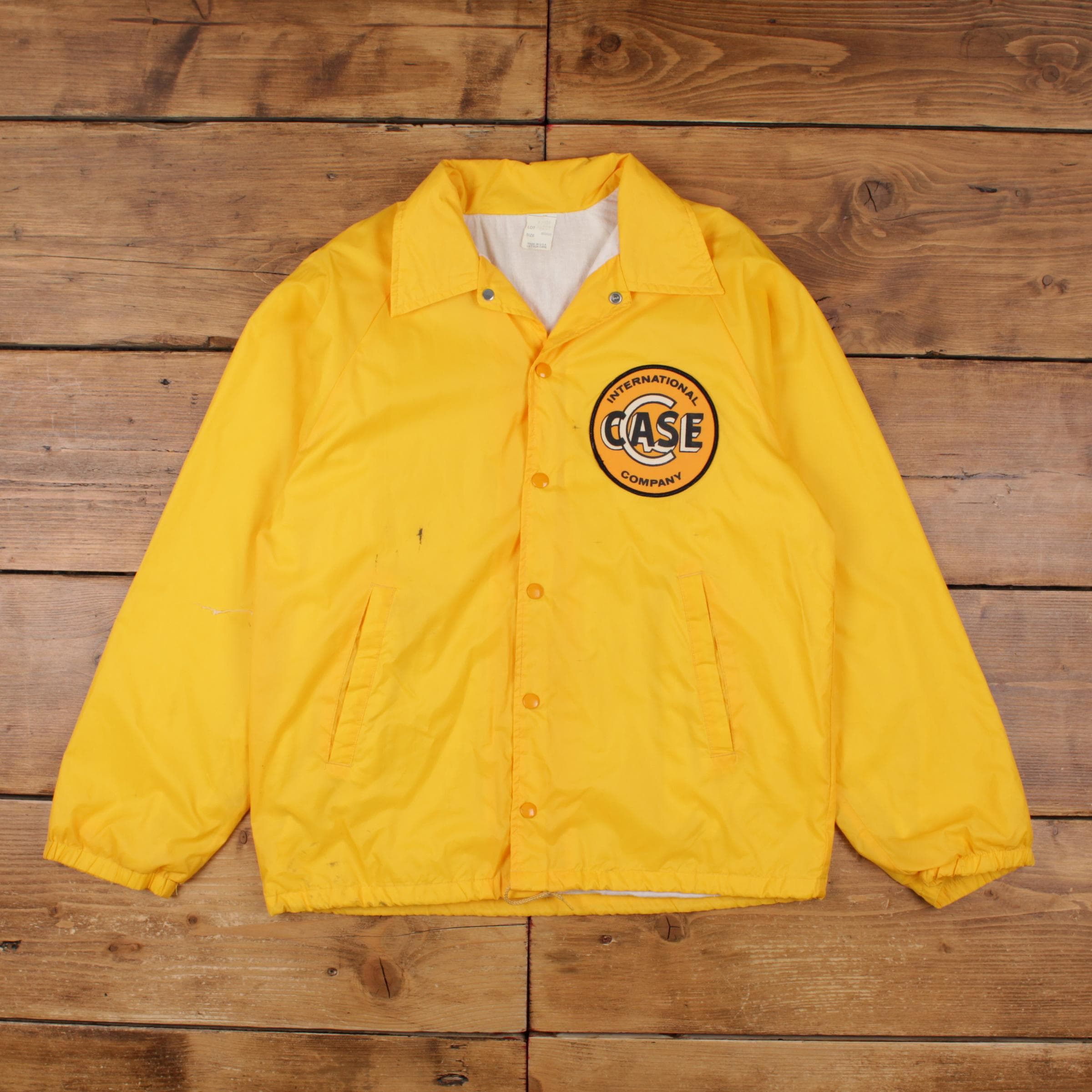 Vintage Coach Jacket M Mens 80s Yellow USA Made Nylon Lined