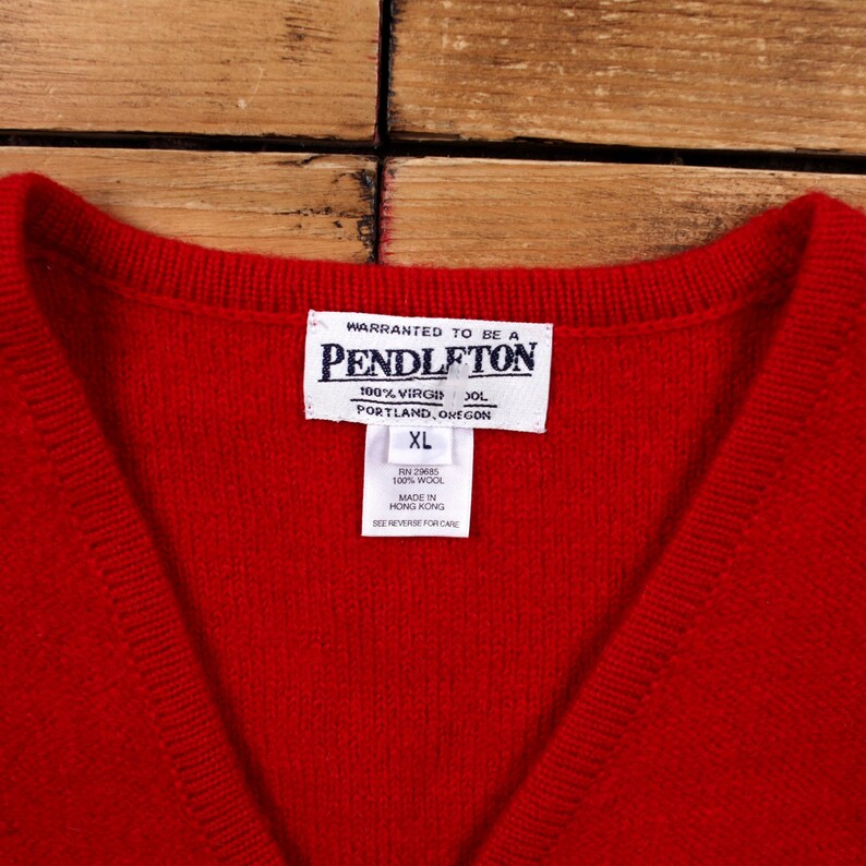 Vintage Pendleton Cardigan XL Vest Womens V-Neck Wool Red image 3