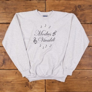 vintage Hanes Graphic Sweatshirt M 90s Musique Classique Musique Gris Roundneck