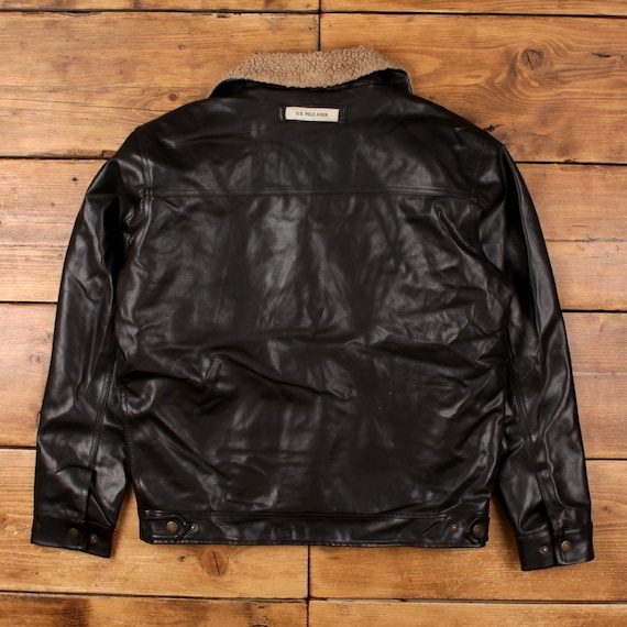 Vintage U.S Polo Assn. Aviator Jacket M Sherpa Lined Faux Leather
