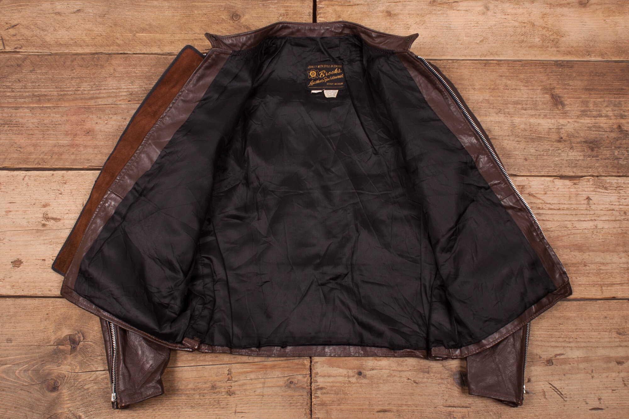 Vintage Brooks Leather Jacket Medium 70s Talon Zip USA Made - Etsy Vintage Brooks Leather Jacket Medium 70s Talon Zip USA Made - Etsy