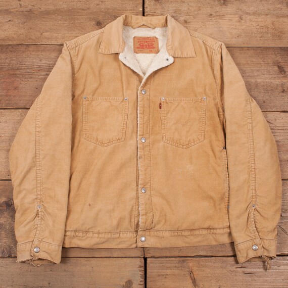 Mens Vintage Levis Red Tab Beige Corduroy Sherpa L