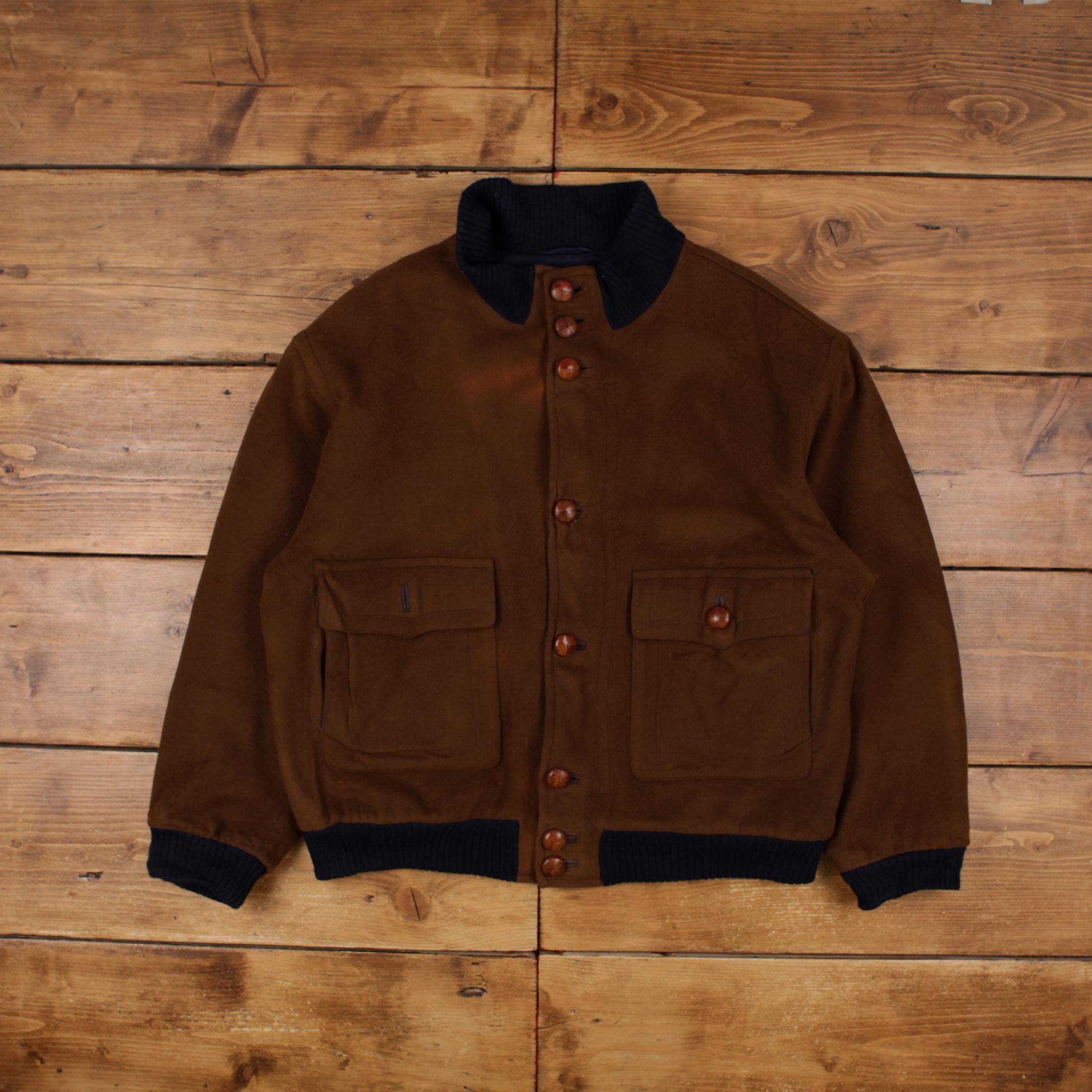 HUGO BOSS 90s archive ボンバージャケット MA-1 Vintage Hugo Boss Wool Jacket XL 90s Bomber Brown - Etsy