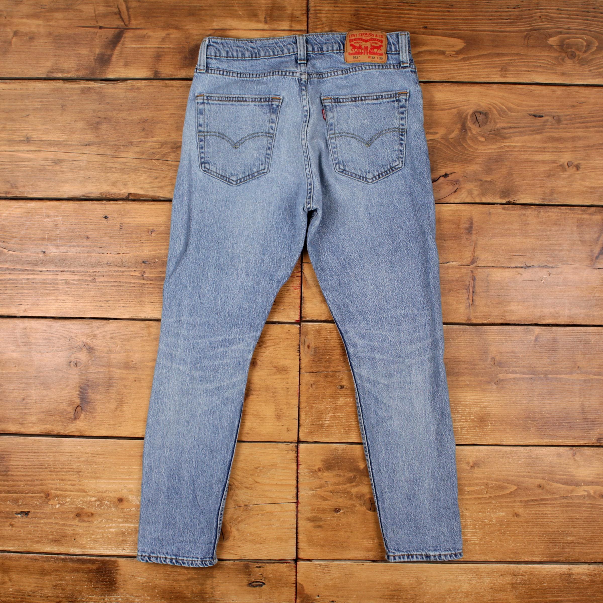Levis 512 Jeans 32x28 Blue Slim Tapered Distressed Light Stonewash 