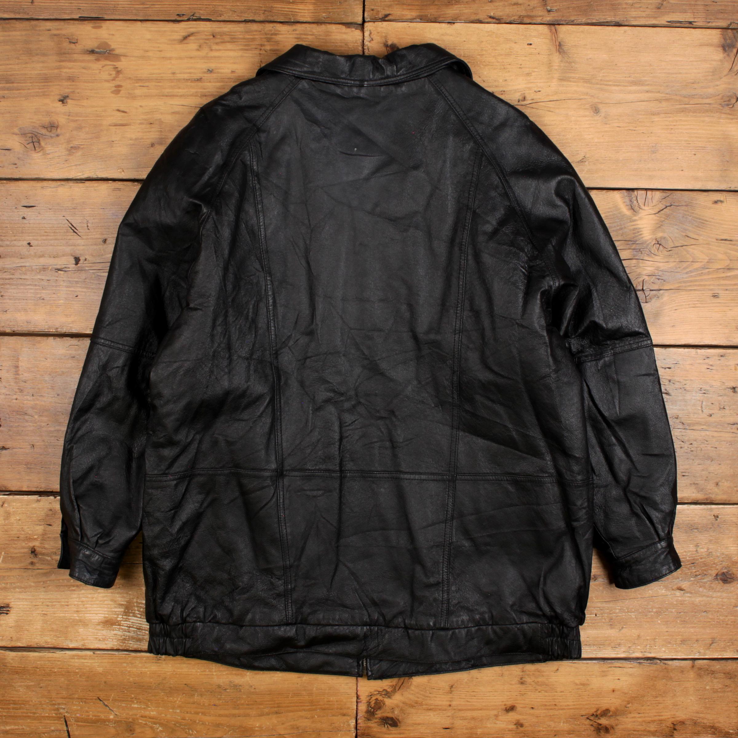 Vintage Venezia Leather Jacket XL 90s Over Coat Black - Etsy