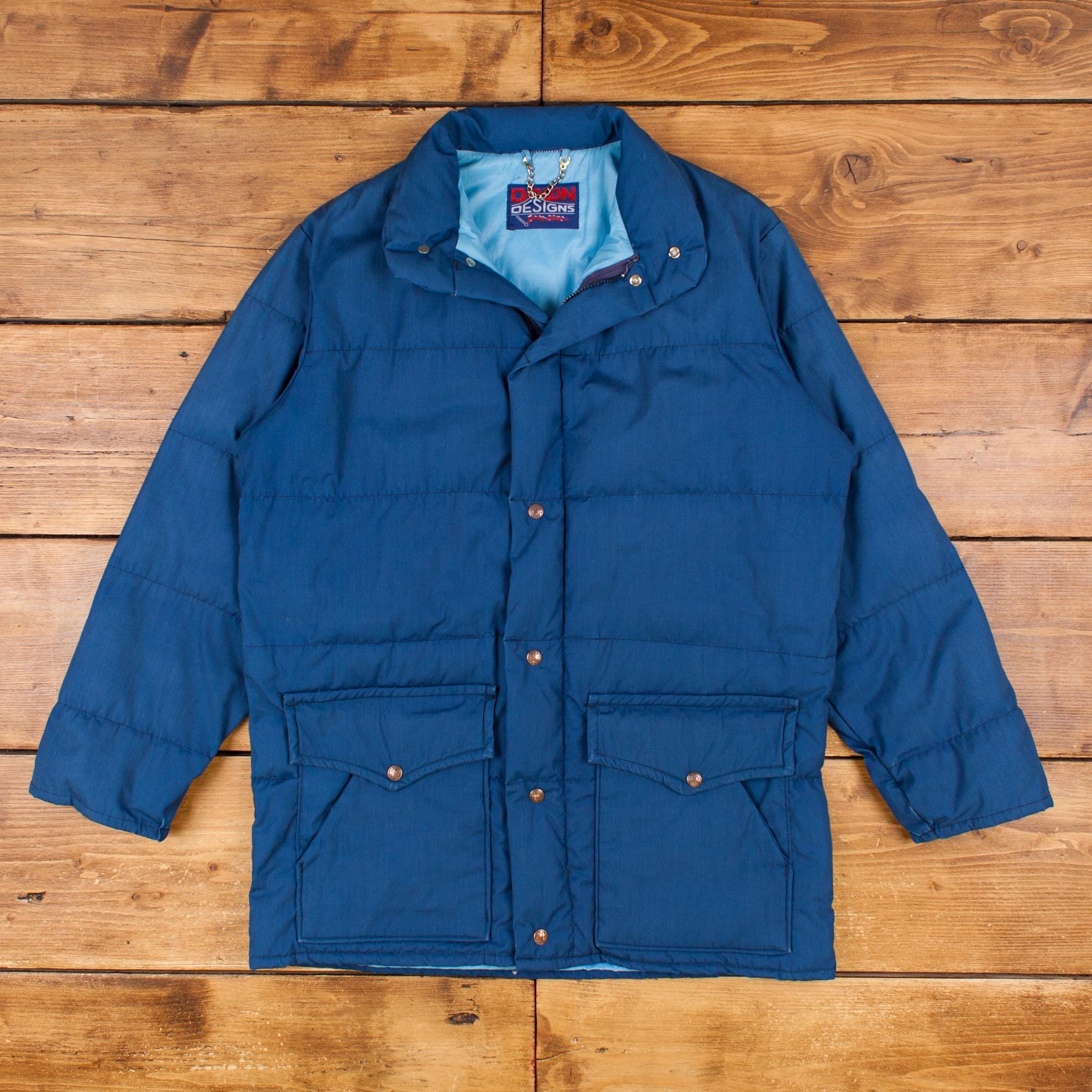 Vintage Down Designs Zero-zone Puffer Coat L 80s Blue Zip