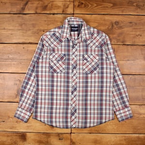 Vintage Wrangler Western Shirt Snap L 90s Mens Long Sleeve Blue Check
