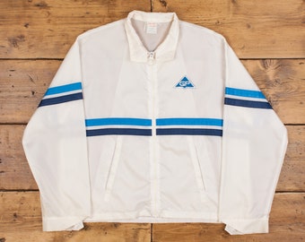 Vintage Cap n Jac Coach Jacket XL 80s Thin Jacket White Zip