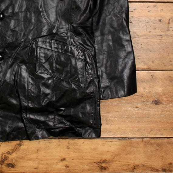 Vintage Leather Jacket XL 80s Car Coat Removable Liner Black - Etsy