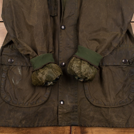 Vintage Barbour Bedale Jacket C34 S Wax Cotton Hu… - image 8