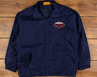 Chaqueta cortavientos Vintage Xnt talla L para hombre, poliéster, forrada con acolchado, ideal para viajes a Las Vegas.