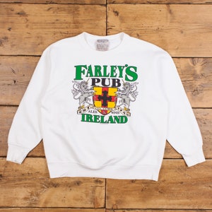 Vintage Delta Graphic Sweatshirt L 90s Farley's Pub Ireland