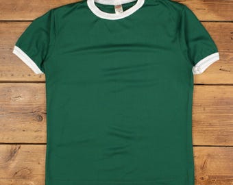 Vintage Sportswear Single Stitch T Shirt Jersey Large 80s USA Made Green Tee