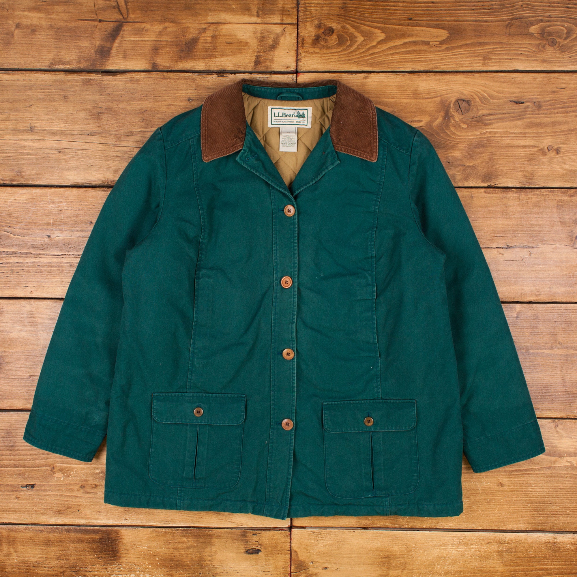 Vintage L.L.Bean Workwear Jacket XL Barn Coat Chore Green Womens Button
