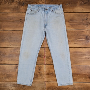 Vintage Levis 505 Jeans 35 x 30 USA Made 90s Stonewash Straight Blue Denim