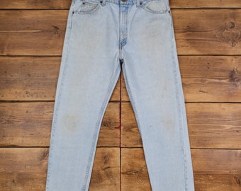 Jean Levis 505 vintage 35 x 30 USA fabriqué des années 90 délavé à la pierre bleu denim droit