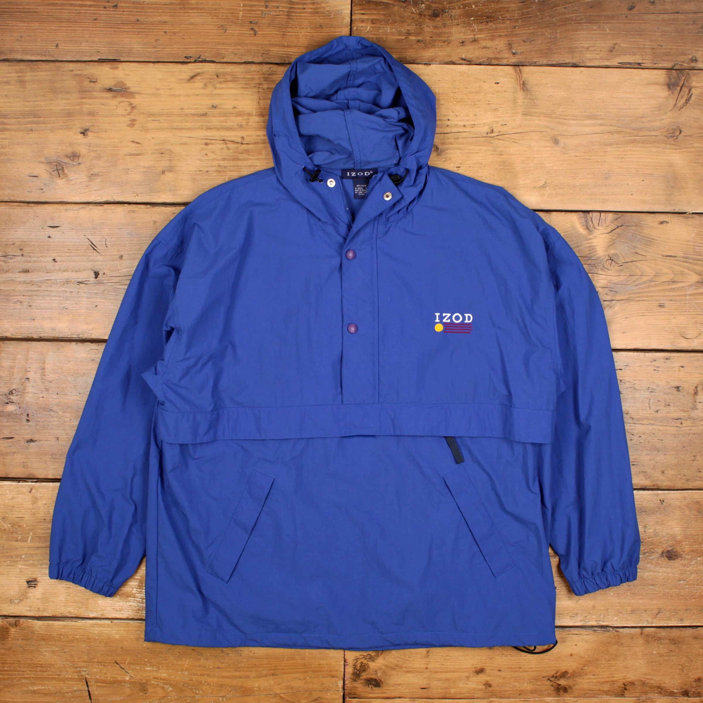 Vintage Izod Windbreaker Jacket L 90s Pullover 1/4 Zip Blue - Etsy