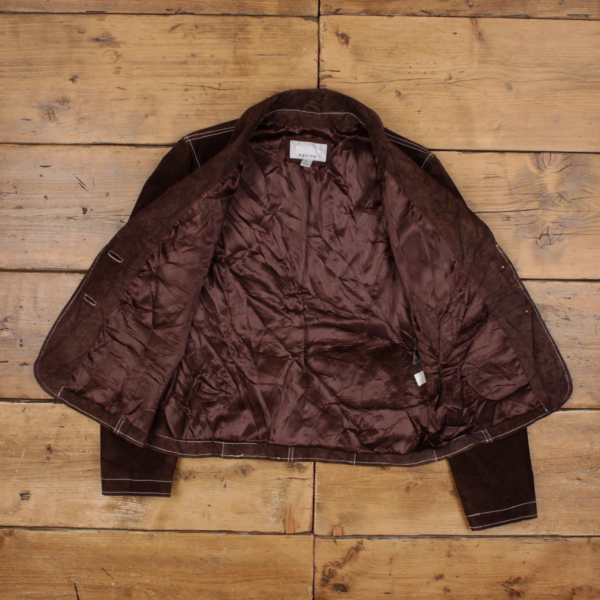Veste En Cuir Vintage Wilson's Pour Femme - Taille M Marron - Occasion En Très Bon état
