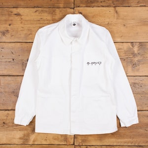 Vintage French Workwear Jacket M White Button Chore Utility Cotton