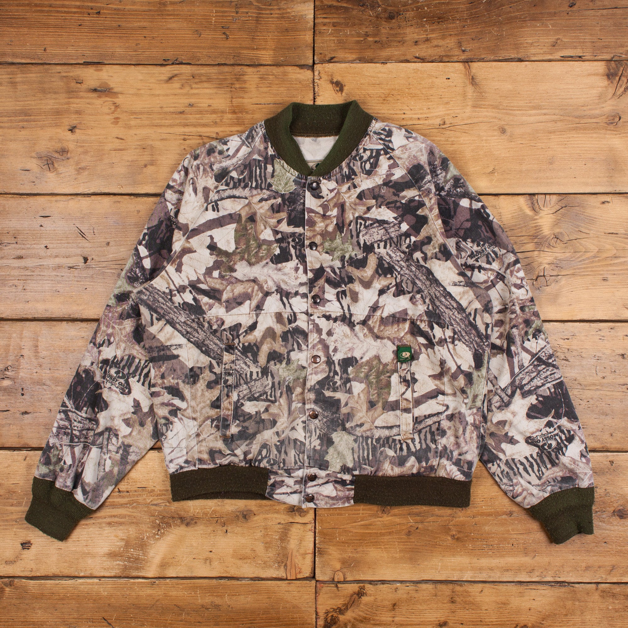 Vintage Mossy Oak Bomber Jacket L 90s Forest Floor USA Made