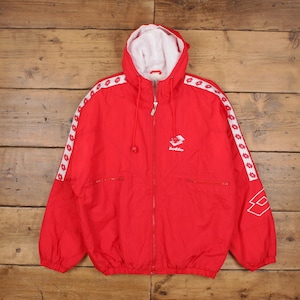 Vintage Lotto Windbreaker Jacket L 90s Padded Red