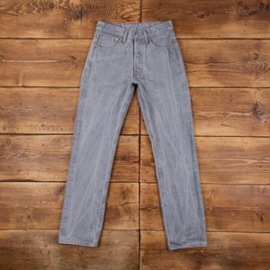 Vintage Levis 501 Jeans 27 x 32 Light Wash Straight Grey Red Tab Denim