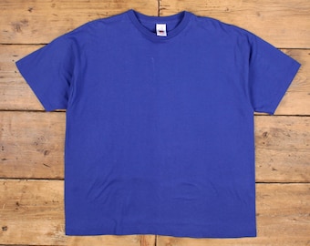 Vintage Fruit of the Loom Single Stitch T Shirt Blank 2XL 90s USA Made Blue