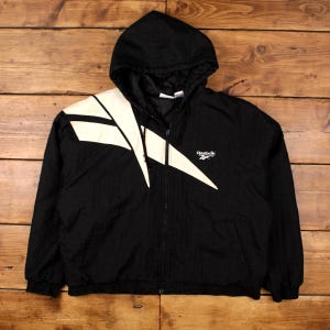90s REEBOK Sport Jacket Mens Black Grey Green | Old School