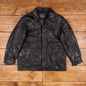 vintage Maxam veste en cuir XL des années 90 mosaïque italienne Design noir zip