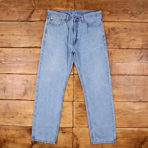 Vintage Levis 505 Jeans 36 x 32 Light Wash Straight Blue Red Tab Denim