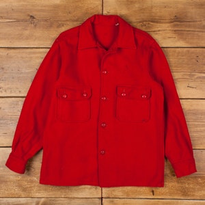 Vintage Outdoors Shirt Button S 50s Wool BSA Mens Long Sleeve Red Solid image 1