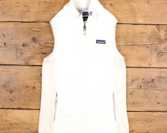 Giacca in pile Patagonia M da donna, gilet casual da esterno bianco anni '00